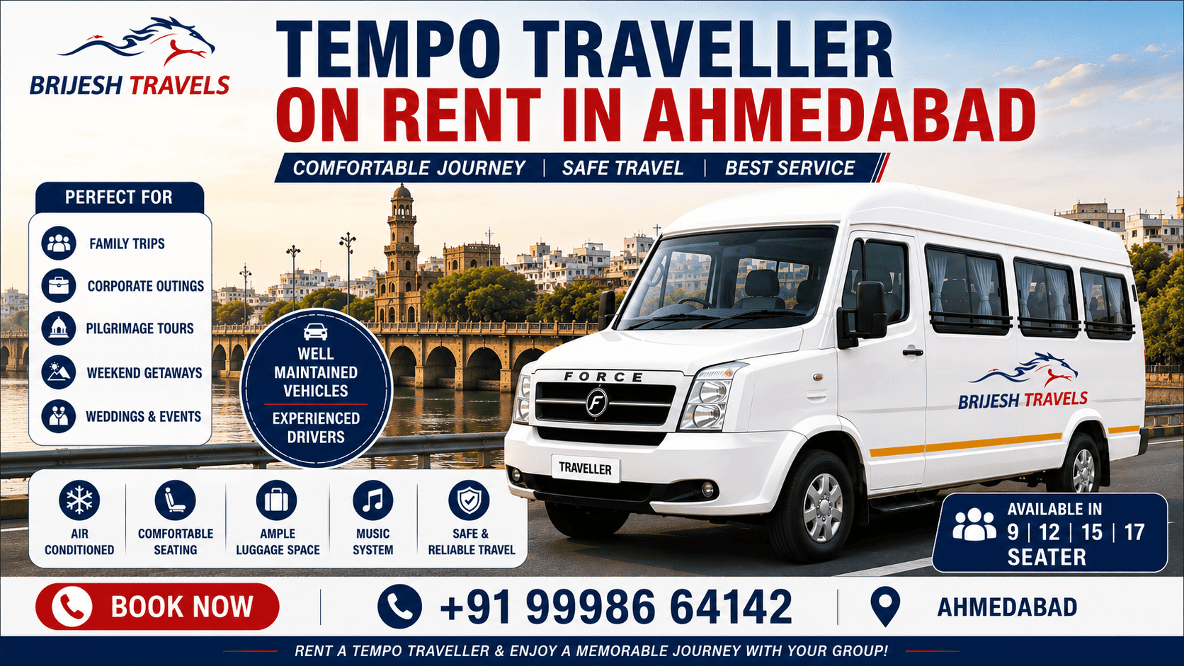 Ahmedabad to Statue of Unity Tempo Traveller