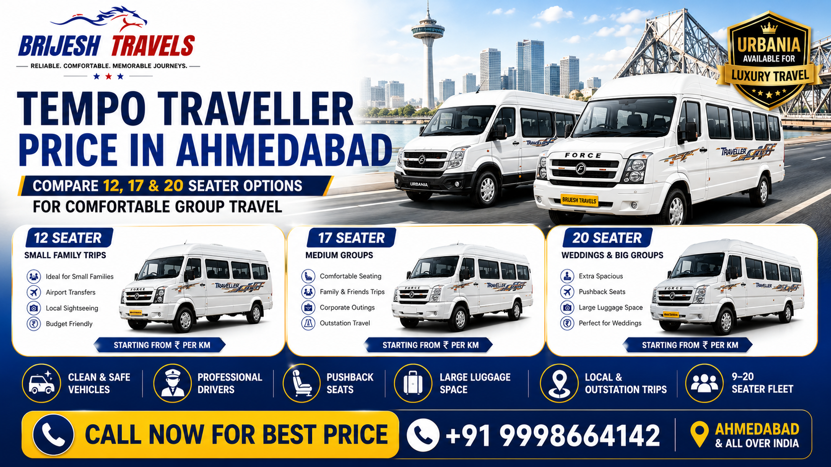 tempo traveller price in ahmedabad