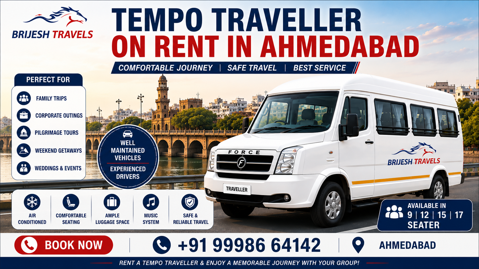 Ahmedabad to Statue of Unity Tempo Traveller